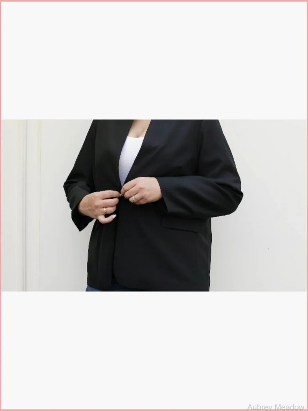 Plus Size Long Sleeve Blazer Tailored Fit Stretch Woven Twill Oversized Blazer